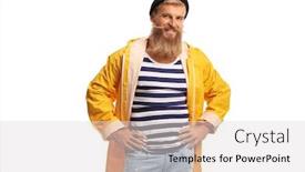  Presentation with yellow - Presentation theme having bearded-guy-with-a-striped background and a light gray colored foreground