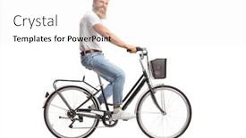  Presentation with bicycle - Audience pleasing theme consisting of bearded-guy-with-moustaches-riding backdrop and a white colored foreground