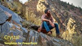  Presentation with mountain top - Audience pleasing slide deck consisting of bearded-hipster-enjoying-some-chill backdrop and a  colored foreground