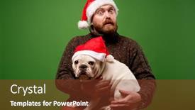  Presentation with santa - Audience pleasing PPT layouts consisting of bearded-male-and-dog backdrop and a tawny brown colored foreground