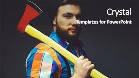  Presentation with shoulder - Slide set featuring bearded male holds an axe background and a dark gray colored foreground