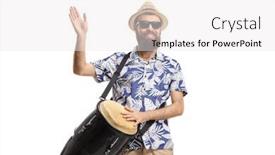  Presentation with drums - Presentation design enhanced with bearded-male-tourist-playing-conga background and a white colored foreground