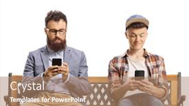  Presentation with man sitting bench - PPT theme with bearded-man-and-a-guy background and a coral colored foreground