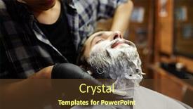  Presentation with barber - Theme featuring bearded-man-being-shaven background and a tawny brown colored foreground