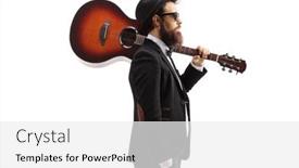  Presentation with acoustic - Audience pleasing slide set consisting of bearded-man-carrying-an-acoustic backdrop and a white colored foreground