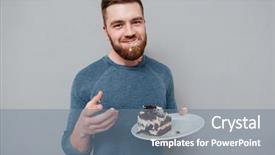  Presentation with eating - Audience pleasing slide set consisting of filthy - happy smiling bearded man eating backdrop and a seafoam green colored foreground