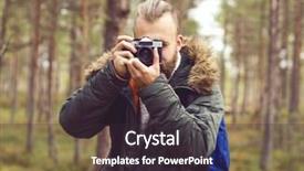  Presentation with camp - PPT layouts with bearded man hiking in swamps and taking pictures of autumn forest camp adventure trip and fishing concept background and a wine colored foreground