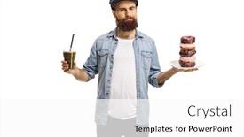  Presentation with donuts chocolate - Theme consisting of bearded-man-holding-a-green background and a white colored foreground