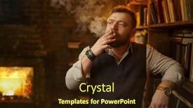  Presentation with smoking ashtray - Slide deck enhanced with bearded-man-holds-ashtray background and a  colored foreground