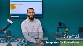  Presentation with laboratory equipment - Presentation theme enhanced with bearded-man-in-a-modern background and a ocean colored foreground