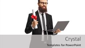  Presentation with graduation - Colorful presentation theme enhanced with bearded-man-in-a-suit backdrop and a light gray colored foreground
