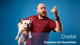  Presentation with bone - Beautiful PPT theme featuring bearded-man-in-shirt-holds backdrop and a ocean colored foreground