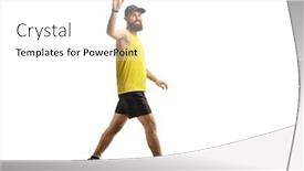  Presentation with sportswear - PPT theme having bearded-man-in-sportswear-walking background and a white colored foreground
