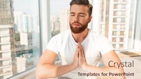  Presentation with meditation - Slide deck enhanced with bearded-man-meditation-with-closed background and a lemonade colored foreground