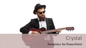  Presentation with acoustic - Cool new slide set with bearded-man-playing-an-acoustic backdrop and a coral colored foreground