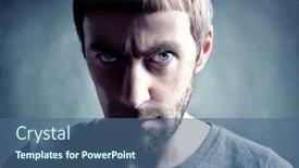  Presentation with side-by-side - Slide set consisting of bearded man portrait lit from the side background and a ocean colored foreground