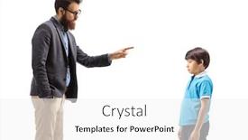  Presentation with vernier caliper bearing isolated - Theme having bearded-man-scolding-a-boy background and a white colored foreground