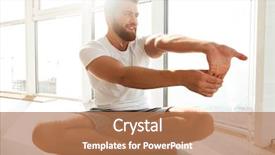  Presentation with climate change and global warming - Cool new theme with wram up - bearded man warming up near backdrop and a coral colored foreground