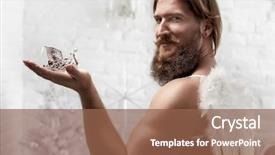  Presentation with acting - Theme featuring bearded man wearing wings acting background and a tawny brown colored foreground