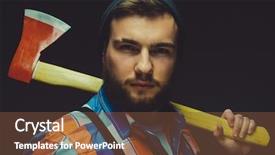  Presentation with black man - PPT layouts having bearded man with axe posing background and a tawny brown colored foreground