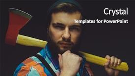  Presentation with over the counter - Audience pleasing slide deck consisting of bearded man with axe posing backdrop and a dark gray colored foreground