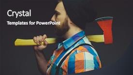  Presentation with old wite man and his music - Slides enhanced with bearded man with axe posing background and a dark gray colored foreground