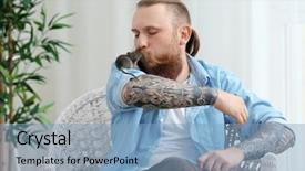  Presentation with rat - Colorful slide set enhanced with bearded man with funny rat backdrop and a light blue colored foreground