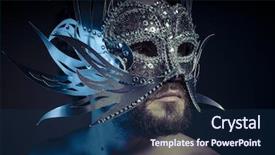  Presentation with mystery - PPT theme featuring bearded man with silver mask background and a navy blue colored foreground