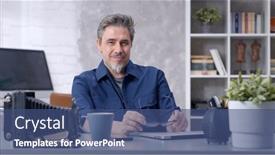  Presentation with home office - Slide set enhanced with bearded-man-working-at-home background and a  colored foreground