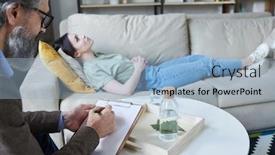  Presentation with patients - Audience pleasing presentation consisting of bearded-mature-male-counselor-writing backdrop and a light blue colored foreground