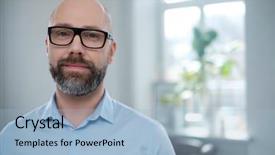  Presentation with aged - Beautiful presentation design featuring bearded middle-aged man wearing backdrop and a light blue colored foreground