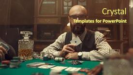  Presentation with casino - Audience pleasing slide deck consisting of bearded-poker-player-show-ace backdrop and a tawny brown colored foreground