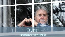  Presentation with hearing loss communication man - Slide deck featuring bearded-senior-man-making-heart background and a ocean colored foreground