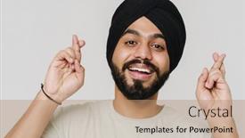  Presentation with asian - Theme enhanced with bearded-south-asian-man-wearing background and a  colored foreground