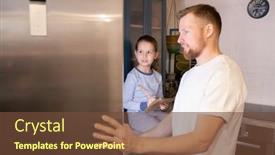  Presentation with man door - Colorful PPT layouts enhanced with bearded-young-man-opening-door backdrop and a tawny brown colored foreground