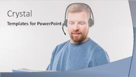  Presentation with isolation - Slides with bearded-young-operator-with-headset background and a white colored foreground