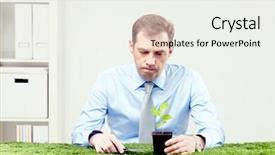  Presentation with plant - Colorful theme enhanced with bearing fruits - pensive man sitting with plant backdrop and a  colored foreground