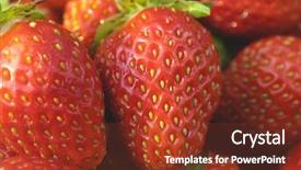  Presentation with strawberries - Cool new PPT theme with bearing fruits - pile of ripe garden strawberries backdrop and a tawny brown colored foreground