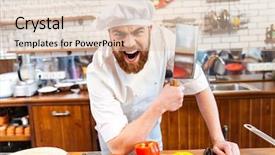 Presentation with cook chef - Audience pleasing PPT theme consisting of beat anger - angry bearded chef cook holding backdrop and a lemonade colored foreground