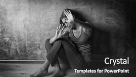  Presentation with concrete - Amazing theme having beaten - battered young woman sitting near backdrop and a dark gray colored foreground
