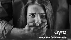  Presentation with man woman - Colorful presentation enhanced with man covering young woman's mouth backdrop and a dark gray colored foreground