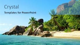  Presentation with beach rocks - PPT layouts featuring beatiful-beach-anse-source-d background and a light blue colored foreground