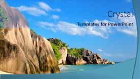  Presentation with luxury travel - Slide deck with beatiful-beach-anse-source-d background and a teal colored foreground