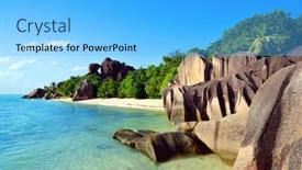  Presentation with luxury travel - Presentation design featuring beatiful-beach-anse-source-d background and a light blue colored foreground