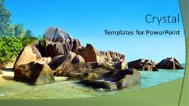  Presentation with luxury travel - PPT theme enhanced with beatiful-beach-anse-source-d background and a light gray colored foreground