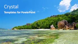  Presentation with beach rocks - Theme consisting of beatiful-beach-anse-source-d background and a teal colored foreground