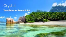  Presentation with beach rocks - Cool new theme with beatiful-beach-anse-source-d backdrop and a light blue colored foreground