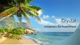  Presentation with beach rocks - Cool new theme with beatiful-beach-anse-source-d backdrop and a light blue colored foreground
