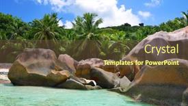  Presentation with beach rocks - Presentation having beatiful-beach-anse-source-d background and a tawny brown colored foreground