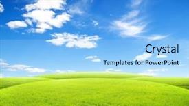  Presentation with green morning - Slide deck enhanced with beatiful morning green field background and a light blue colored foreground